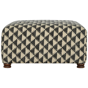 Occasional Footstool Upholstered in Jute Dhurrie