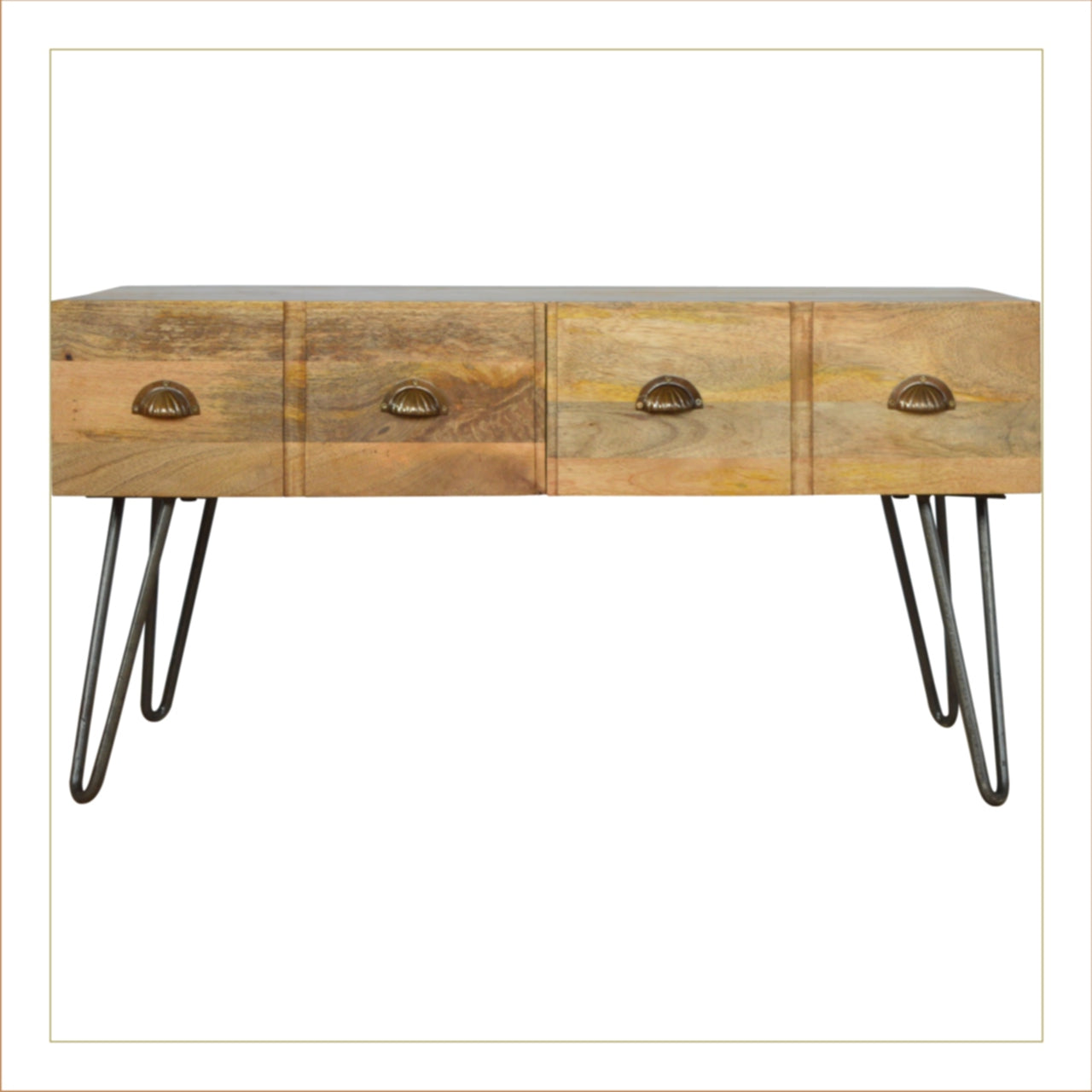 Iron Base Coffee Table with 4 Drawers