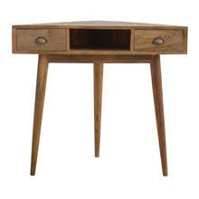 Solid Wood 2 Drawer Corner Writing Desk