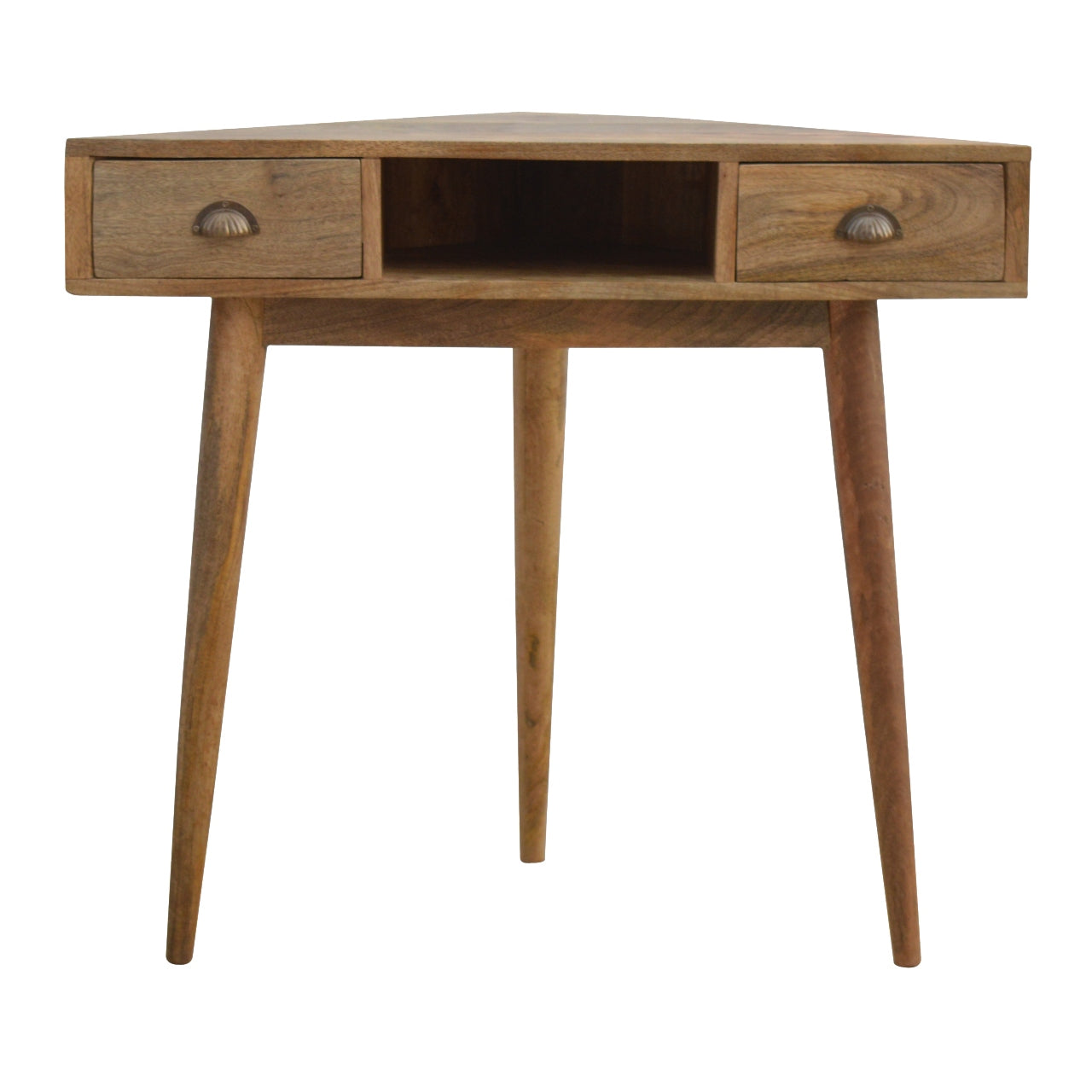Solid Wood 2 Drawer Corner Writing Desk