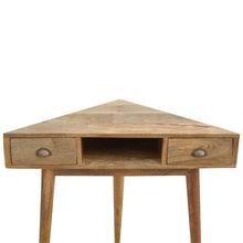 Solid Wood 2 Drawer Corner Writing Desk