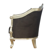 Sleek Brown Cotton Velvet Carved Armchair