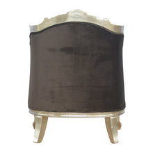 Sleek Brown Cotton Velvet Carved Armchair
