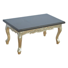 Hand Carved Black Coffee Table with Marble Top