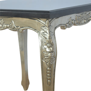 Hand Carved Marble Dining Table with Black Marble Top