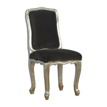 Sleek Brown Cotton Velvet Carved Chair