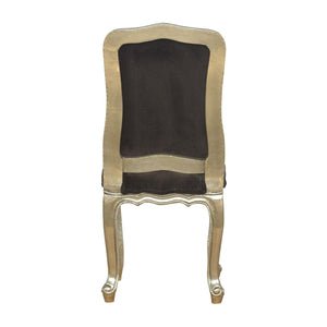 Sleek Brown Cotton Velvet Carved Chair