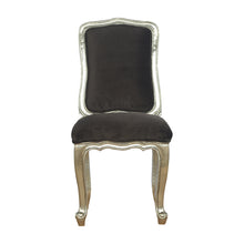 Sleek Brown Cotton Velvet Carved Chair