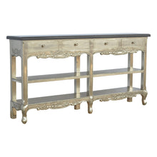 Hand Carved Console Table with Black Marble Top