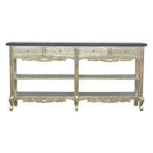 Hand Carved Console Table with Black Marble Top