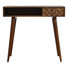 Chestnut Diamond Carved Writing Desk / Console Table