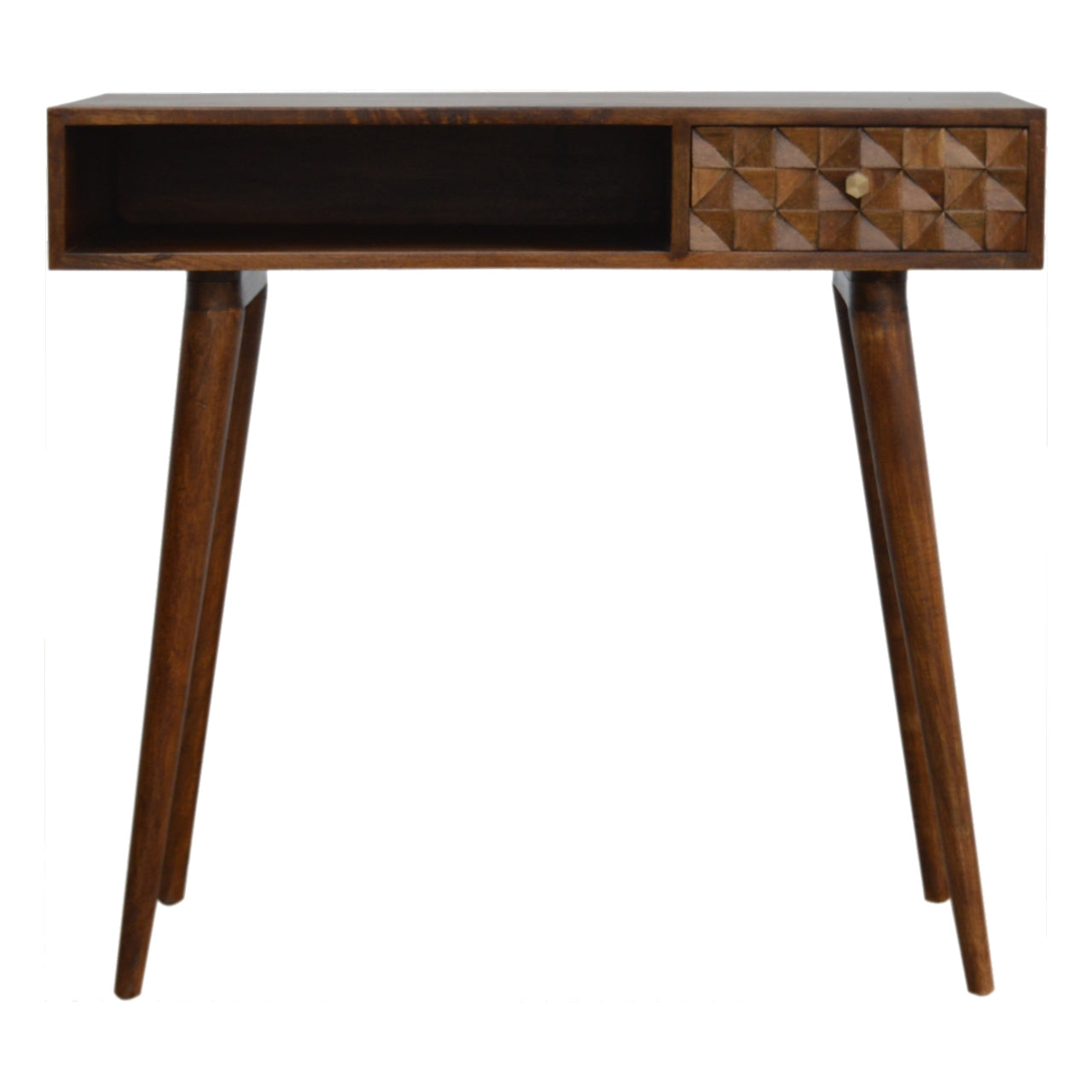 Chestnut Diamond Carved Writing Desk / Console Table