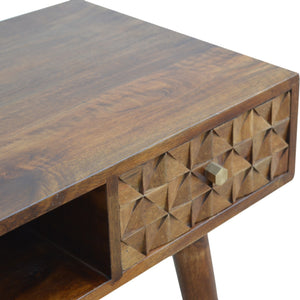 Chestnut Diamond Carved Writing Desk / Console Table