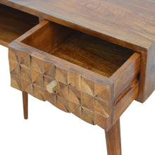Chestnut Diamond Carved Writing Desk / Console Table